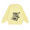 Loose-Fit Fleece-Lined Sweatshirt With Creative Pattern — Yellow