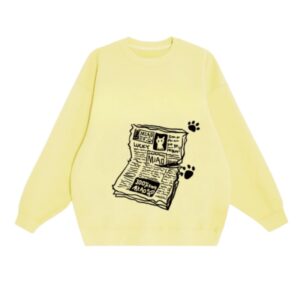 Loose-Fit Fleece-Lined Sweatshirt With Creative Pattern — Yellow