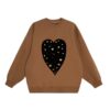 Retro Heart & Leopard Print Sweatshirt — Brown